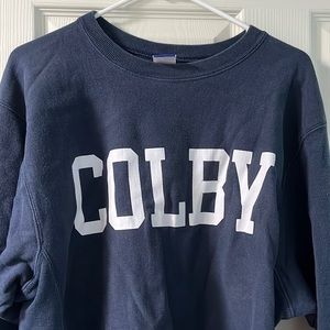 Colby College Size Medium Navy Champion Crew Neck Pullover